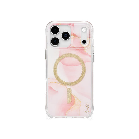 Apple iPhone 17 Pro Max Kılıf M-safe Şarj Özellikli Simli Magnetik Coehl Aeris Kapak Pembe