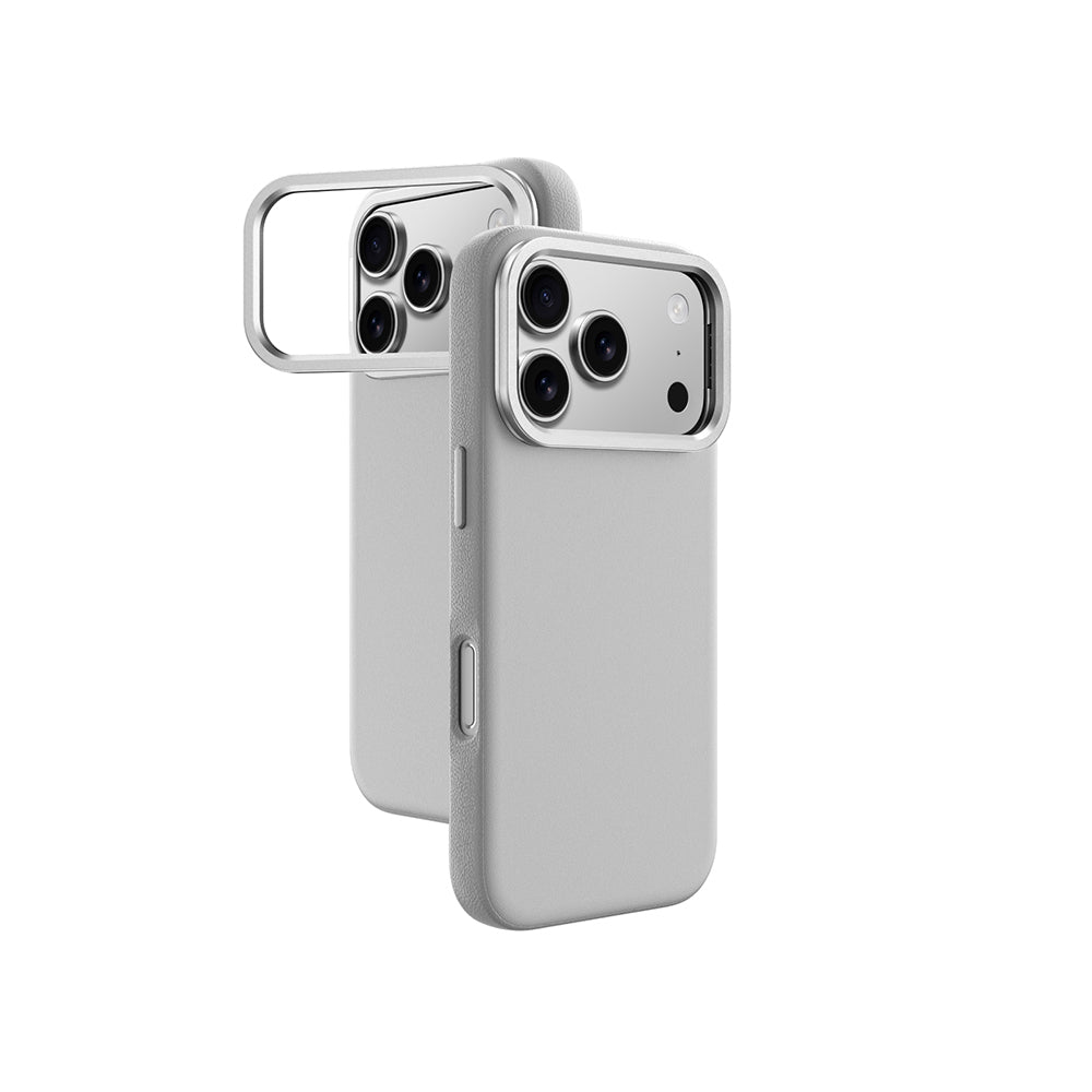 Apple iPhone 17 Pro Max Kılıf M-safe Şarj Özellikli Standlı Amazingthing Glamour Mag Serisi PU Kapak Gri