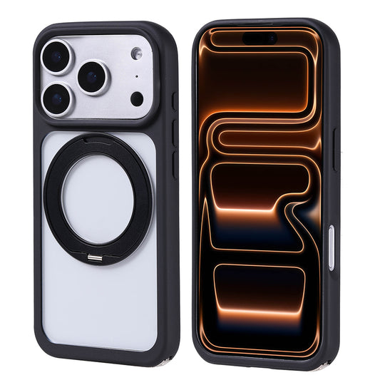 Apple iPhone 17 Pro Max Kılıf M-Safe Şarj Özellikli Standlı Zore Piza Silikon Kapak Siyah