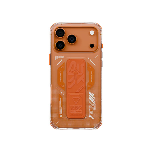 Apple iPhone 17 Pro Max Kılıf M-safe Şarj Özellikli Teknoloji Desenli Skinarma Helio Mag Charge Standlı Kapak Füme