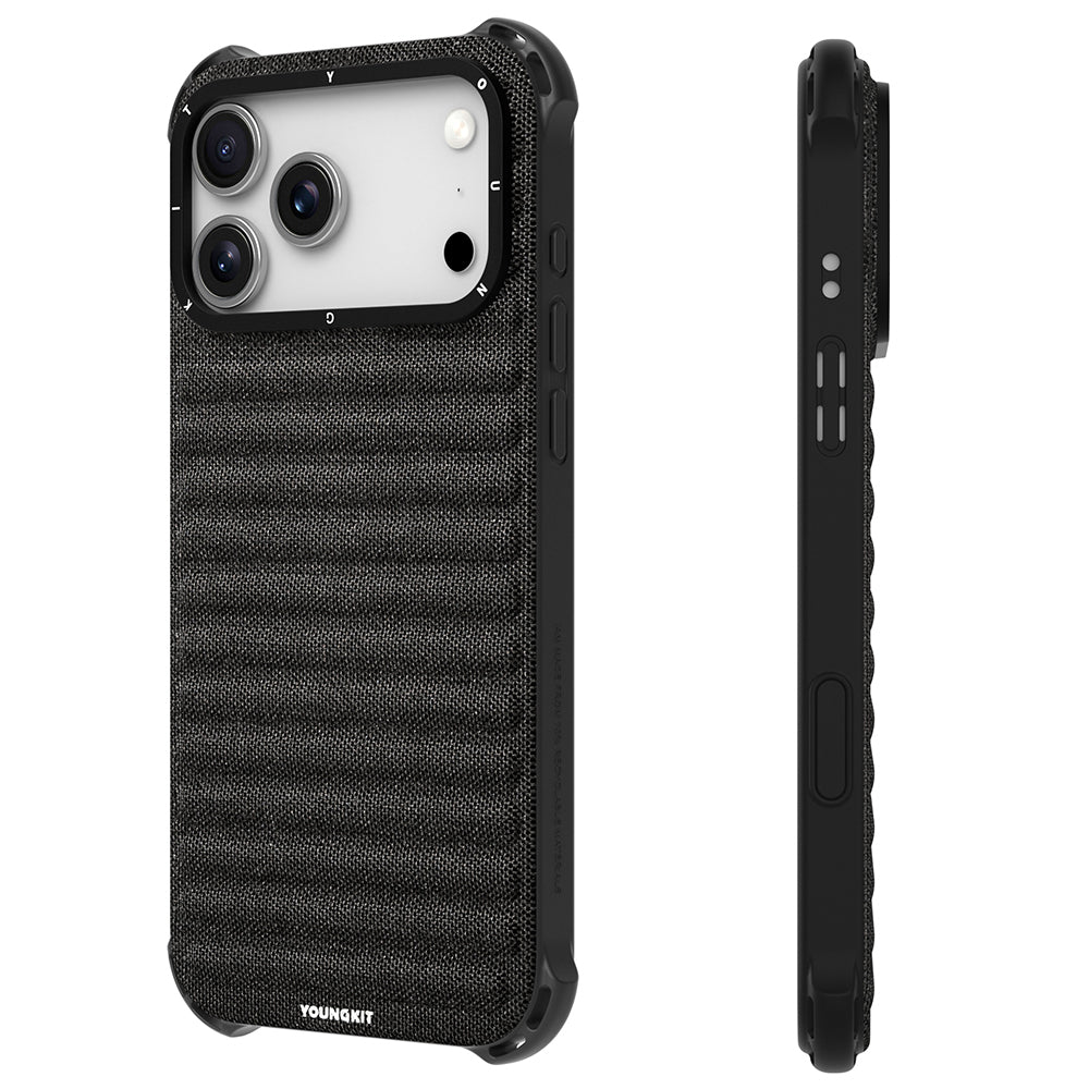 Apple iPhone 17 Pro Max Kılıf M-safe Şarj Özellikli Youngkit Canvas Serisi Kapak Mürdüm