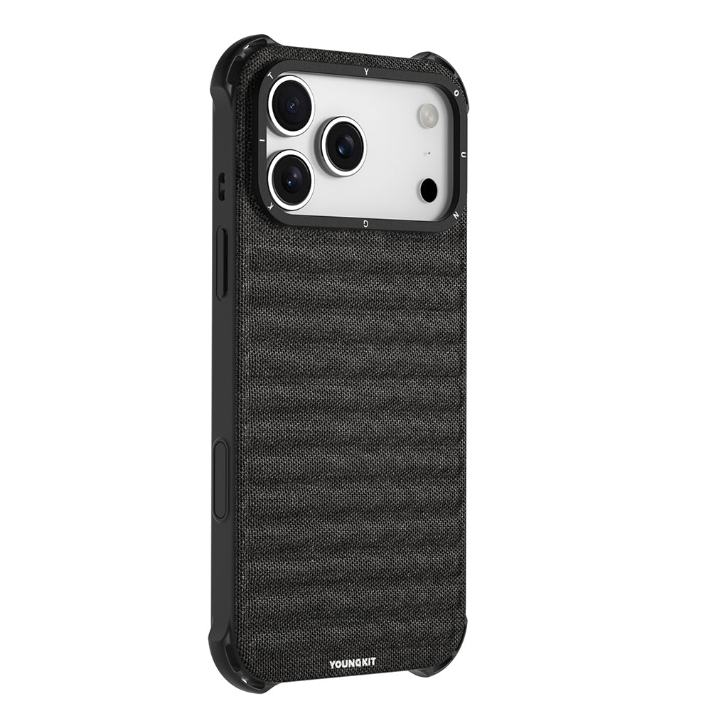 Apple iPhone 17 Pro Max Kılıf M-safe Şarj Özellikli Youngkit Canvas Serisi Kapak Gri