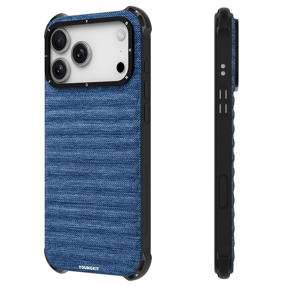 Apple iPhone 17 Pro Max Kılıf M-safe Şarj Özellikli Youngkit Canvas Serisi Kapak Mavi