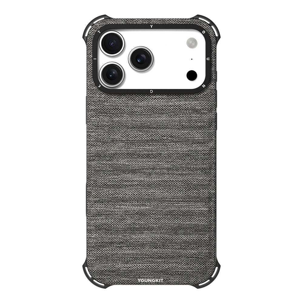 Apple iPhone 17 Pro Max Kılıf M-safe Şarj Özellikli Youngkit Canvas Serisi Kapak Gri
