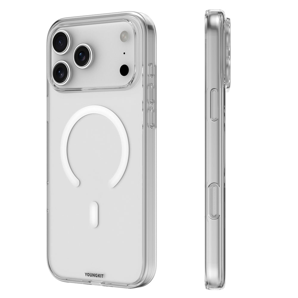 Apple iPhone 17 Pro Max Kılıf M-safe Şarj Özellikli Youngkit Clear Serisi Kapak Turuncu