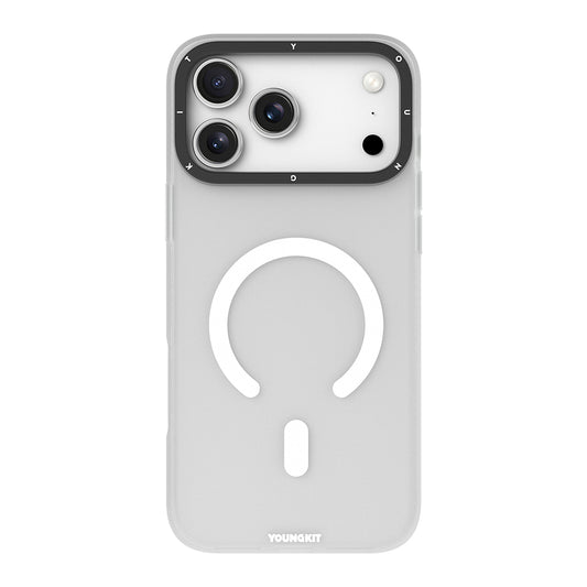 Apple iPhone 17 Pro Max Kılıf M-safe Şarj Özellikli Youngkit Hidden Sand Serisi Kapak Beyaz