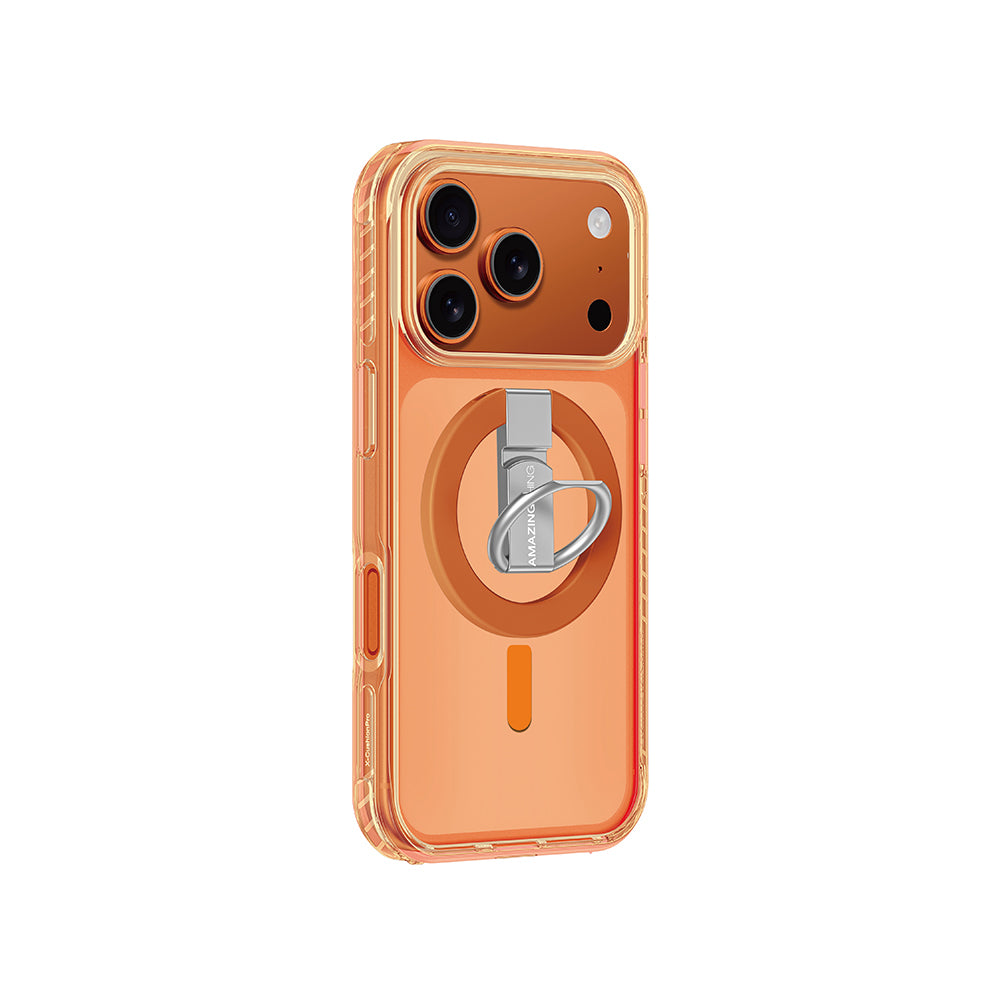 Apple iPhone 17 Pro Max Kılıf M-safe Şarj Özellikli Yüzük Standlı Amazingthing Titan Pro Serisi Kapak Mavi
