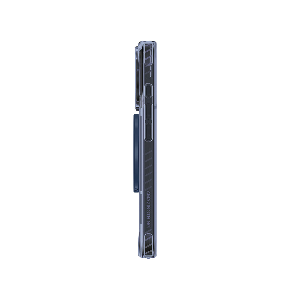 Apple iPhone 17 Pro Max Kılıf M-safe Şarj Özellikli Yüzük Standlı Amazingthing Titan Pro Serisi Kapak Mavi