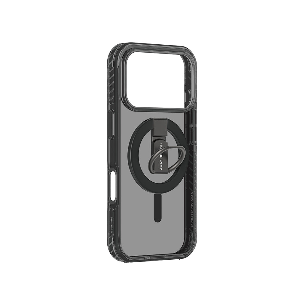 Apple iPhone 17 Pro Max Kılıf M-safe Şarj Özellikli Yüzük Standlı Amazingthing Titan Pro Serisi Kapak Mavi
