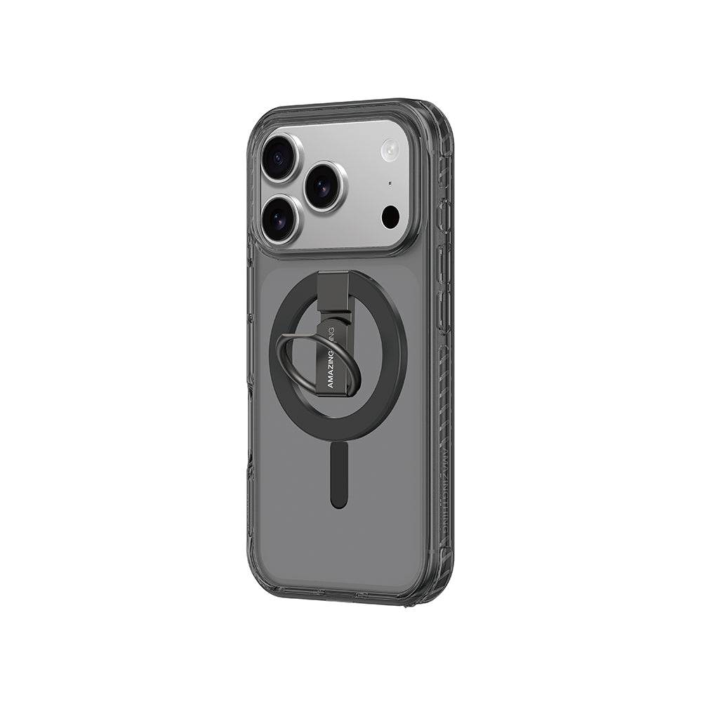 Apple iPhone 17 Pro Max Kılıf M-safe Şarj Özellikli Yüzük Standlı Amazingthing Titan Pro Serisi Kapak Mavi