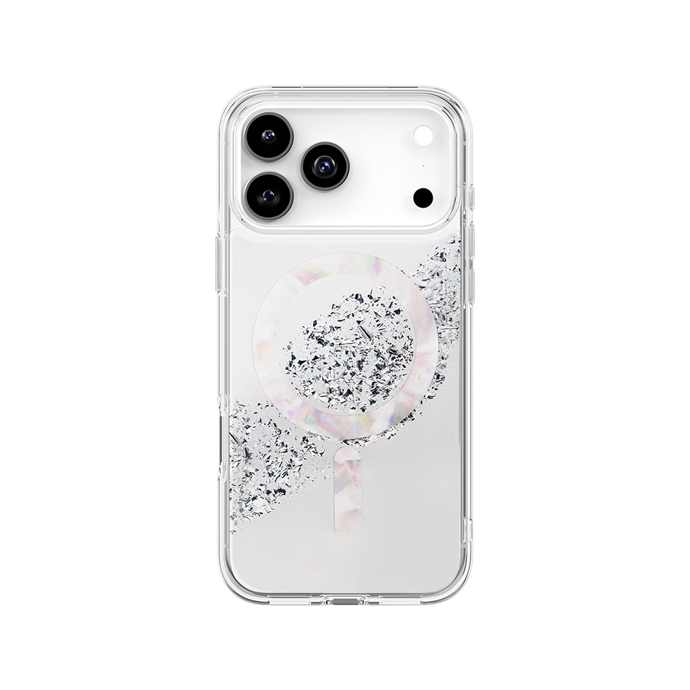 Apple iPhone 17 Pro Max Kılıf M-safe Şarj Parlak Kristal Desenli Coehl Crystelle Kapak
