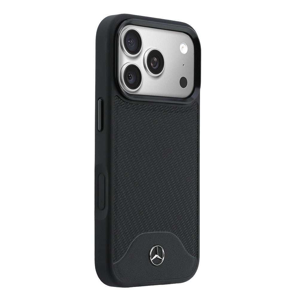 Apple iPhone 17 Pro Max Kılıf Mercedes Benz Orjinal Lisanslı M-safe Şarj Özellikli 3D Metal Logolu Wood Deri Dokumalı Kapak