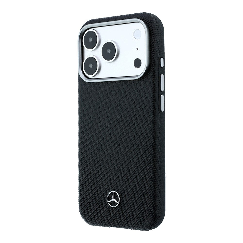 Apple iPhone 17 Pro Max Kılıf Mercedes Benz Orjinal Lisanslı M-safe Şarj Özellikli 3D Metal Logolu Wrap Wood Deri Kapak