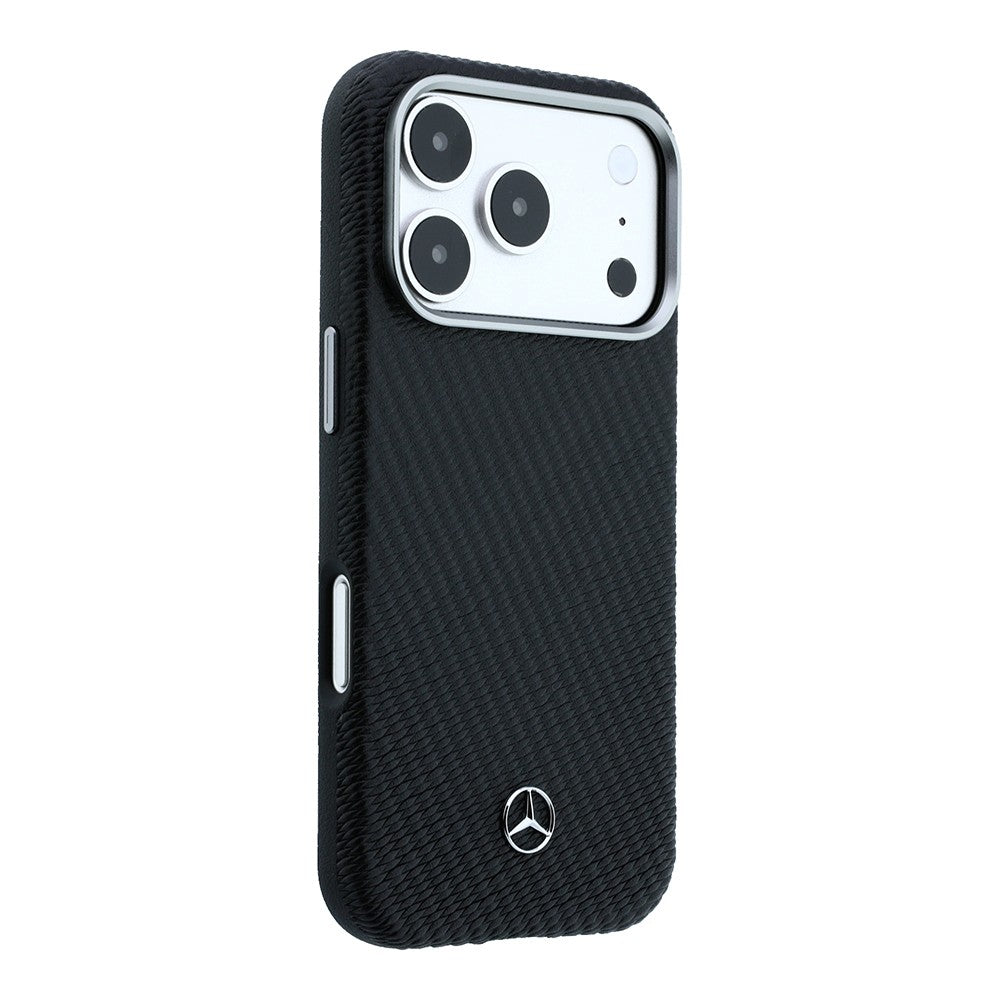 Apple iPhone 17 Pro Max Kılıf Mercedes Benz Orjinal Lisanslı M-safe Şarj Özellikli 3D Metal Logolu Wrap Wood Deri Kapak