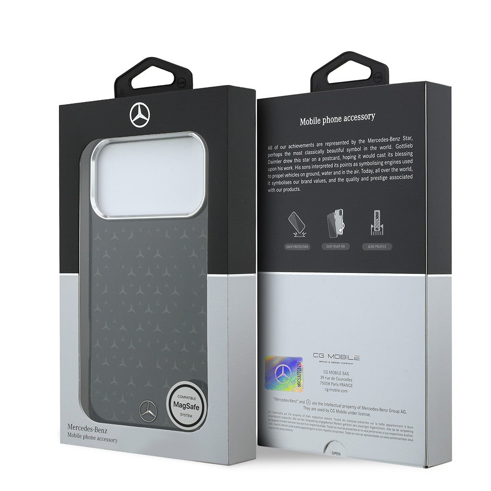 Apple iPhone 17 Pro Max Kılıf Mercedes Benz Orjinal Lisanslı M-Safe Şarj Özellikli Çift Katmanlı Yıldız Desenli Dizayn Kapak