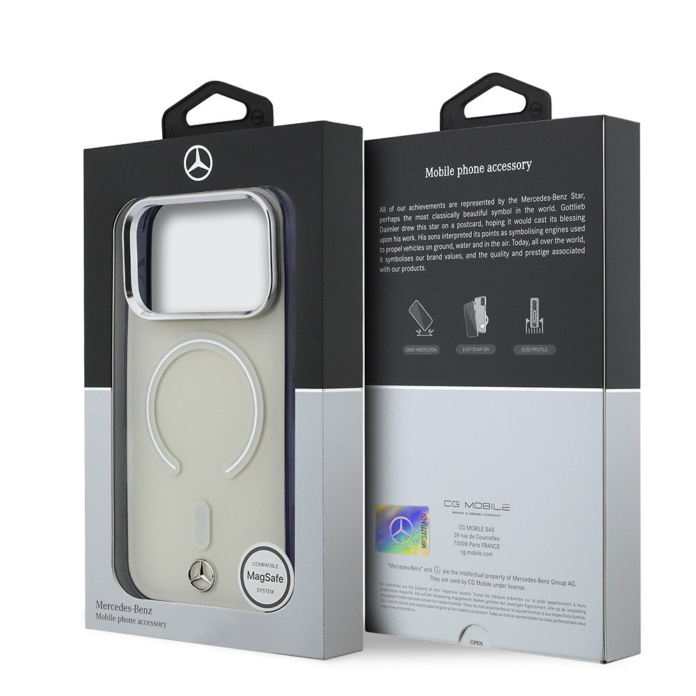 Apple iPhone 17 Pro Max Kılıf Mercedes Benz Orjinal Lisanslı M-safe Şarj Özellikli Saydam Yüzey İkonik 3D Metal Logolu Kapak