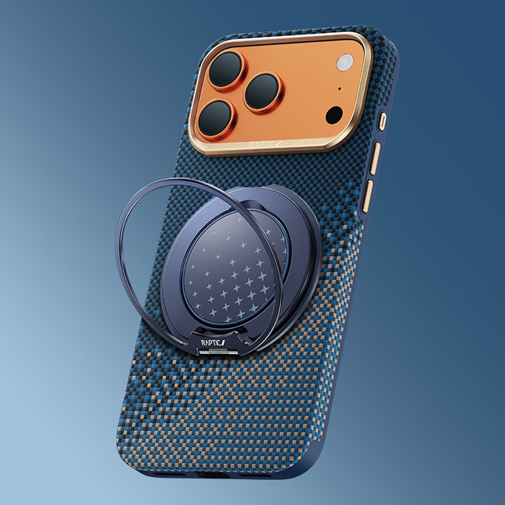Apple iPhone 17 Pro Max Kılıf Raptic 2in1 Bundle Kit Aramid Skin Serenity Serisi Stand ve Karbon Kapak