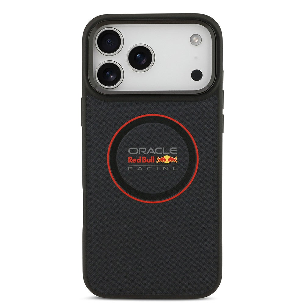 Apple iPhone 17 Pro Max Kılıf Redbull Orjinal Lisanslı M-safe Şarj Özellikli Kırmızı Halka ve Logo Kabartmalı PU Deri Kapak