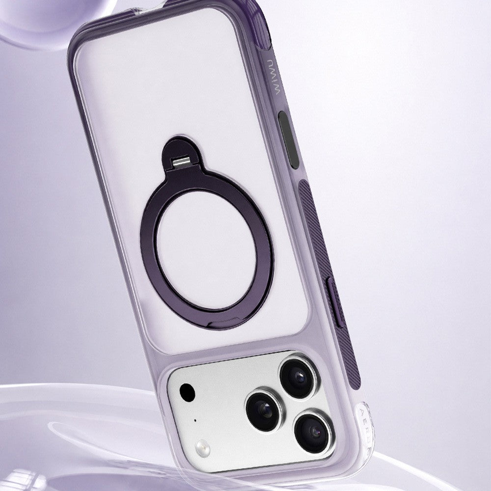 Apple iPhone 17 Pro Max Kılıf Wiwu AS-204 AeroShield Aurora Ultra Serisi M-safe Şarj Özellikli Airbag Tasarımlı Standlı Kapak