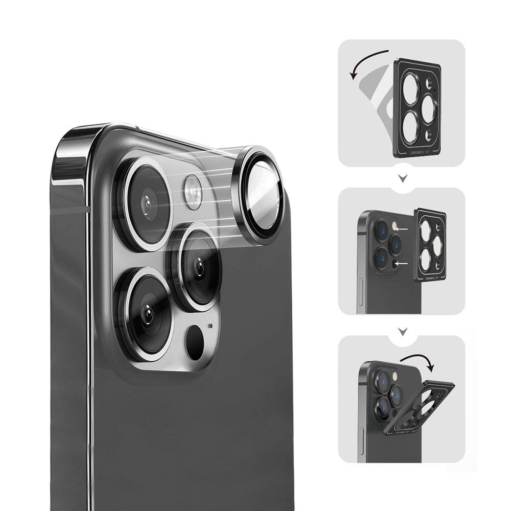 Apple iPhone 17 Pro Max Wiwu Lens Guard Metal Kamera Lens Koruyucu Gümüş