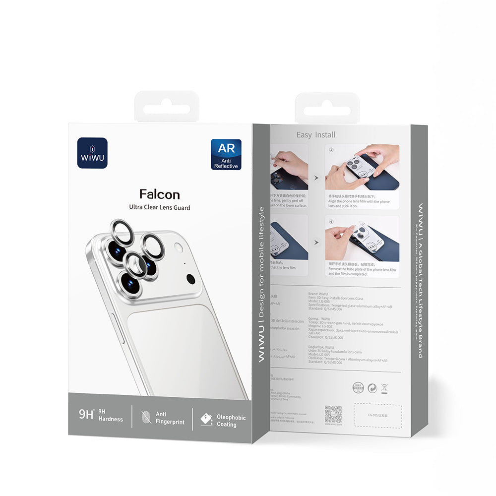 Apple iPhone 17 Pro Max Wiwu LG-005 Falcon Anti Reflective Çizilmeye Karşı Dayanıklı Kamera Lens Koruyucu Gümüş