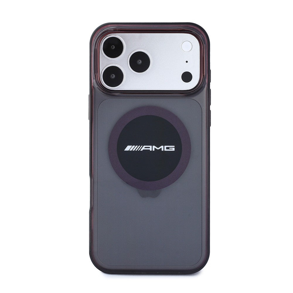 Apple iPhone 18 Pro Kılıf AMG Orjinal Lisanslı M-safe Şarj Özellikli Transparan IML Baskı Logolu Bicolor Block Kapak