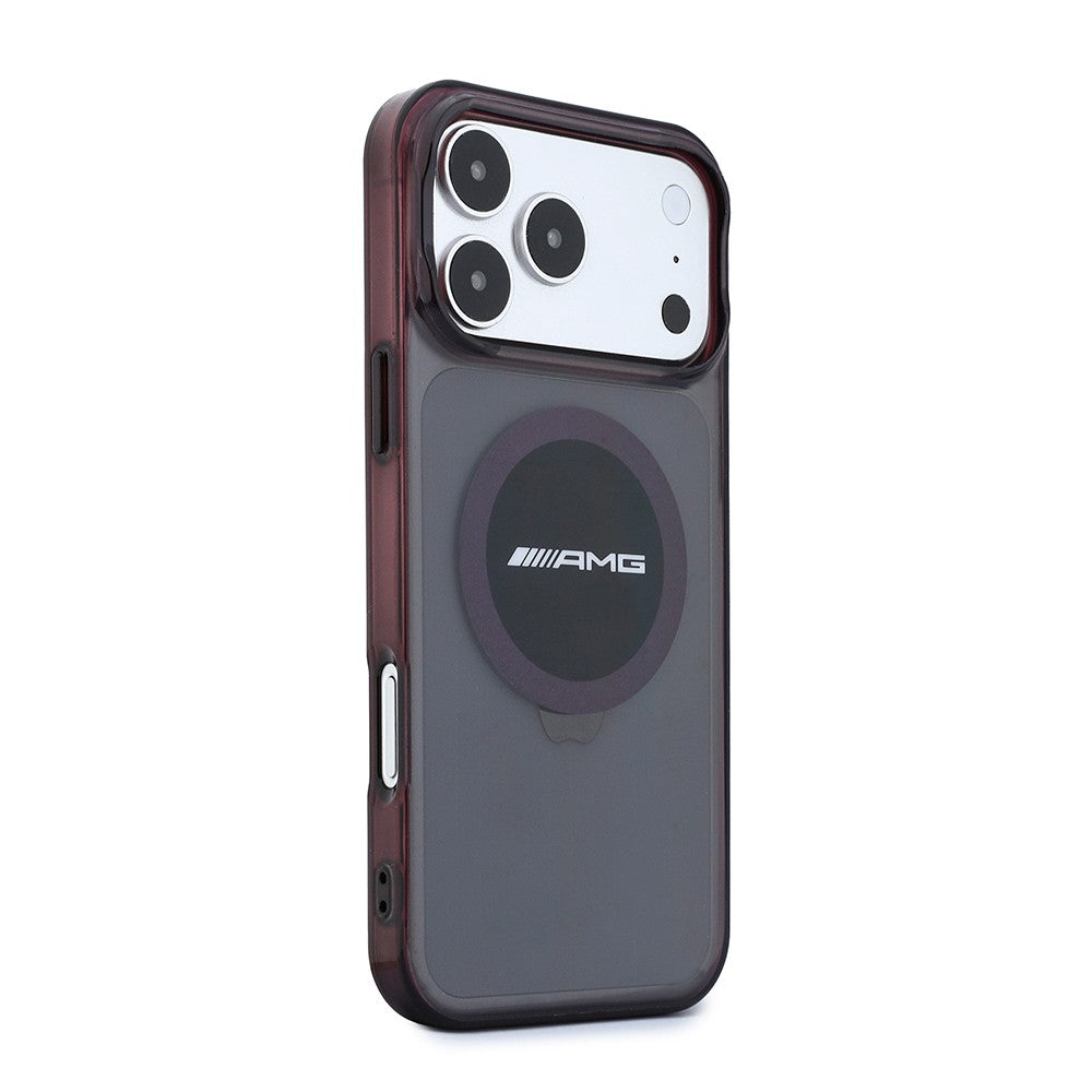 Apple iPhone 18 Pro Kılıf AMG Orjinal Lisanslı M-safe Şarj Özellikli Transparan IML Baskı Logolu Bicolor Block Kapak