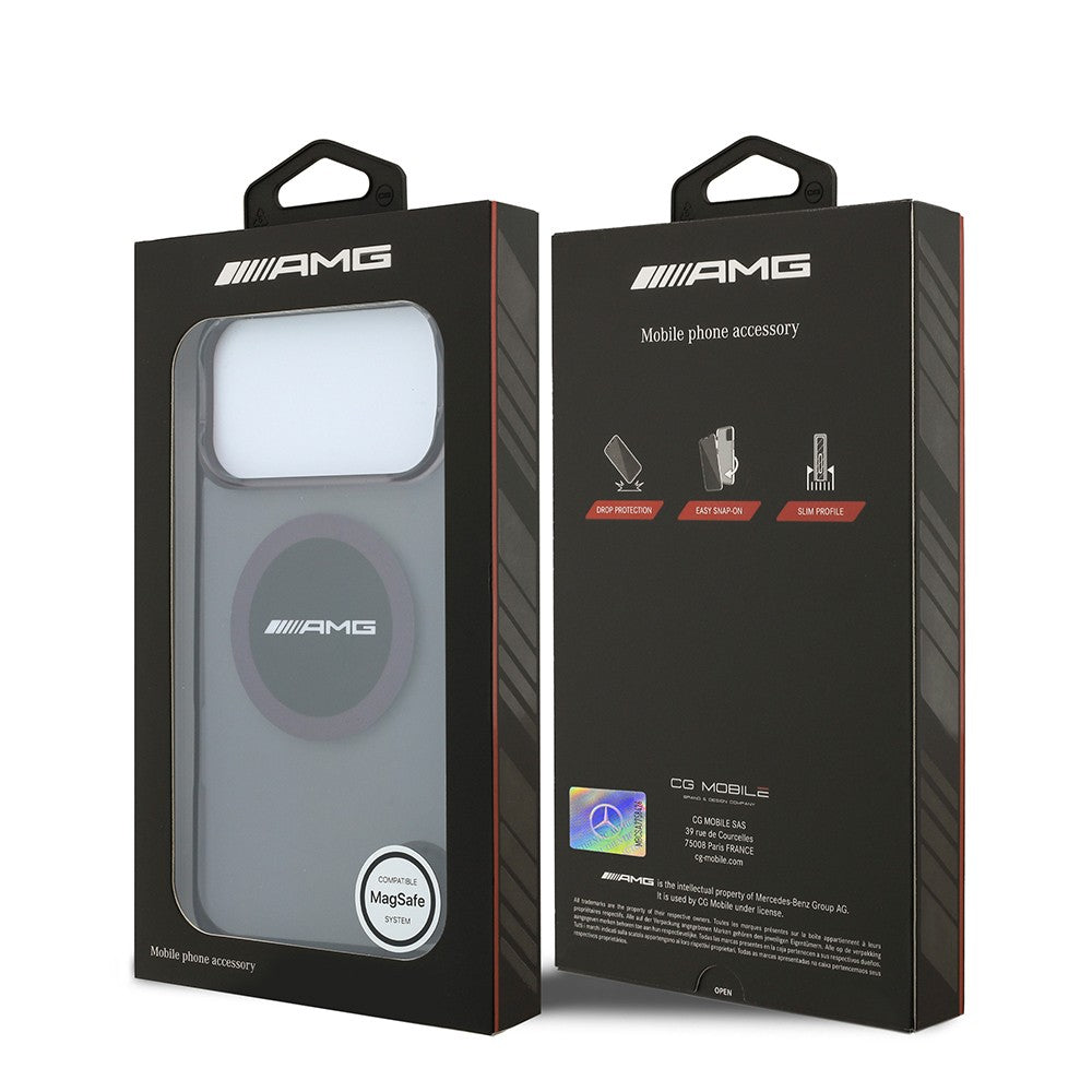 Apple iPhone 18 Pro Kılıf AMG Orjinal Lisanslı M-safe Şarj Özellikli Transparan IML Baskı Logolu Bicolor Block Kapak