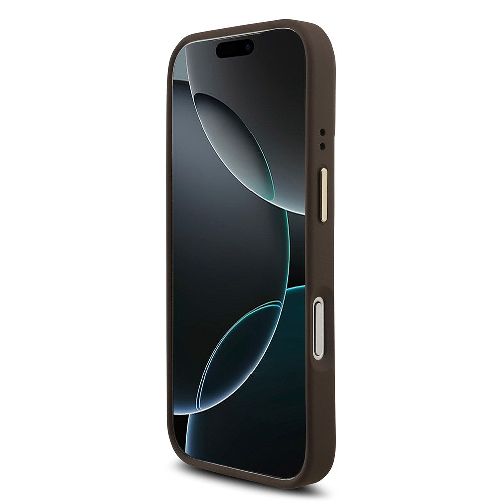 Apple iPhone 18 Pro Kılıf Guess Orjinal Lisanslı Gold Metal Kamera Çerçeveli 4G Desenli Metal Büyük 4G ve Yazı Logolu Kapak