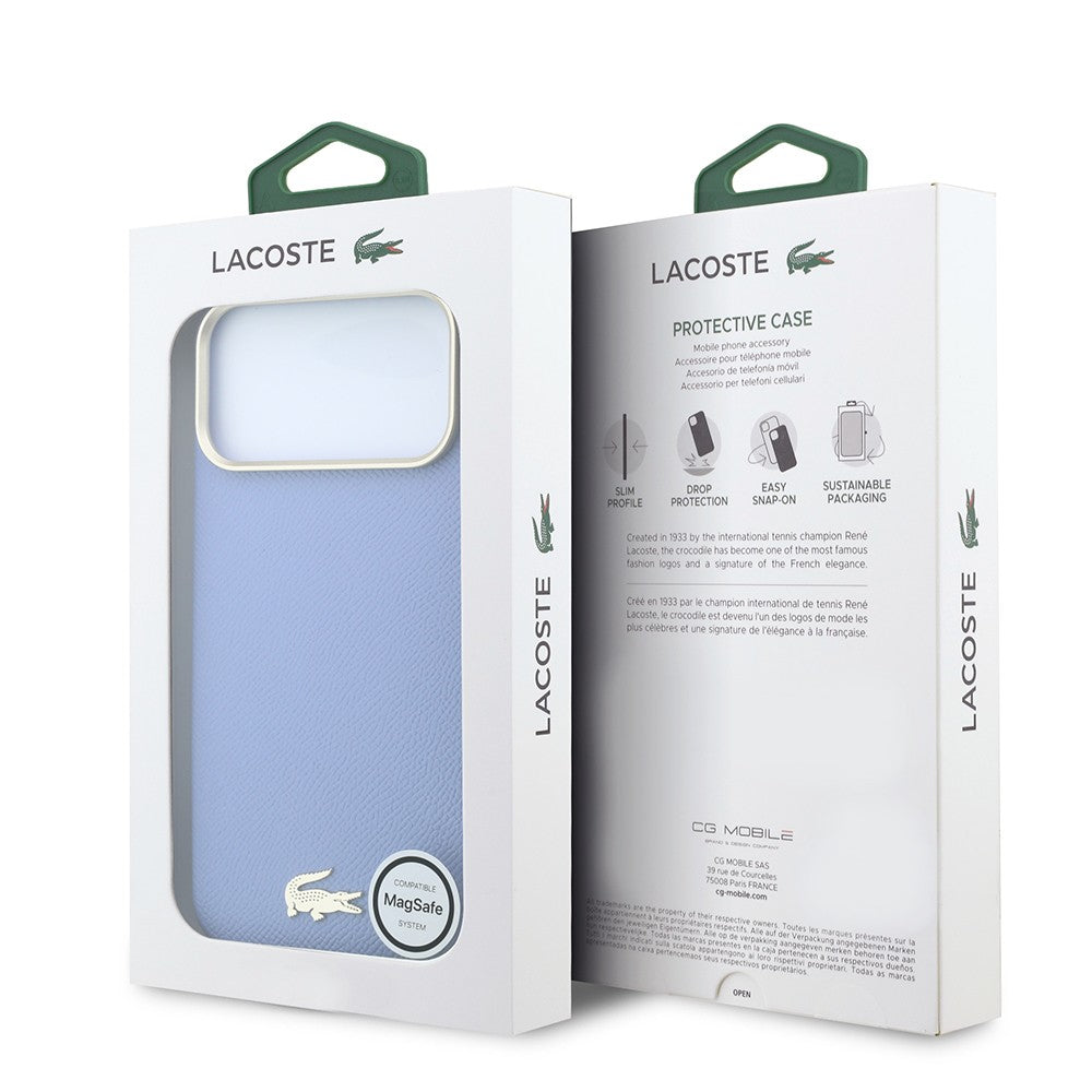 Apple iPhone 18 Pro Kılıf Lacoste Orjinal Lisanslı M-Safe Şarj Özellikli PVC Yarı Pike Desenli Arka Yüzey İkonik Timsah Dokuma Logolu Kapak
