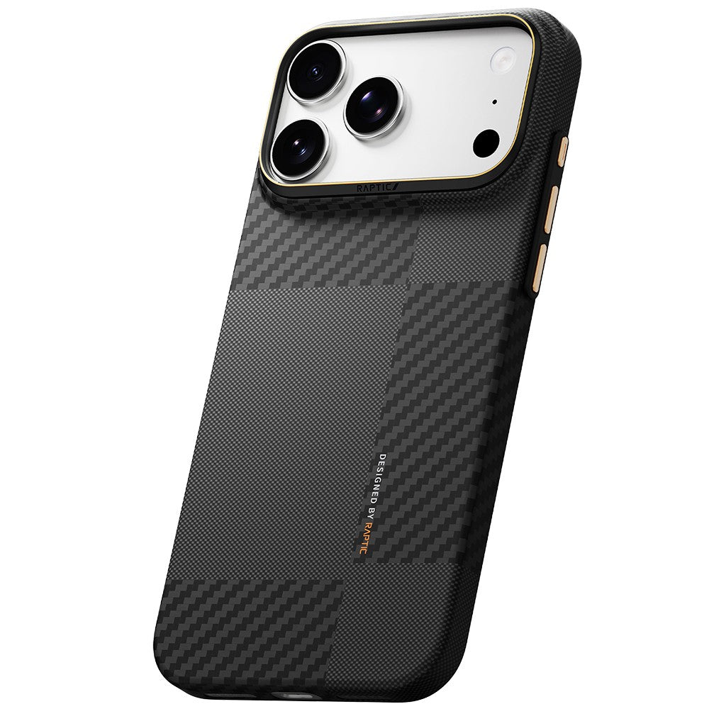 Apple iPhone 18 Pro Kılıf M-safe Şarj Özellikli 600D Metal Kamera Çerçeveli Raptic Aramid Karbon Fiber Geotik Serisi Kapak