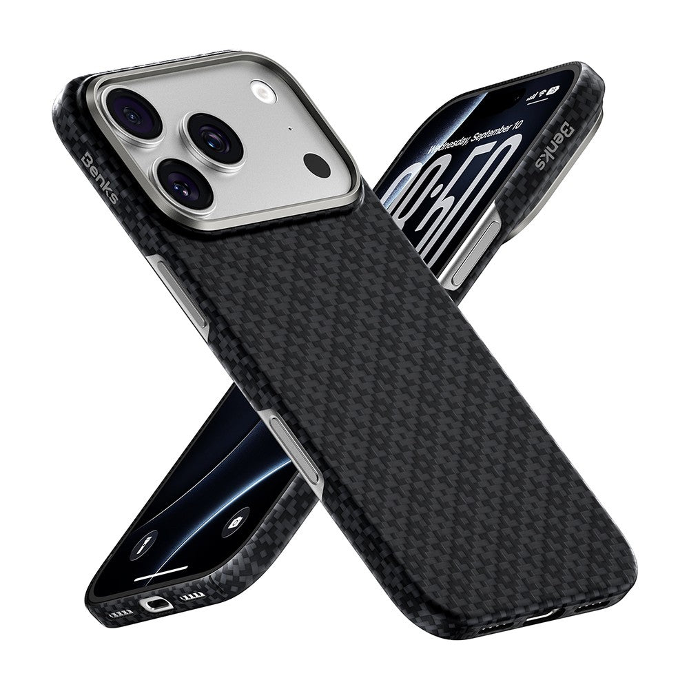 Apple iPhone 18 Pro Kılıf M-Safe Şarj Özellikli Benks ArmorAir ArmorGrid Serisi Yükseltilmiş Kamera Çerçevesi C1 Kevlar Karbon Kapak