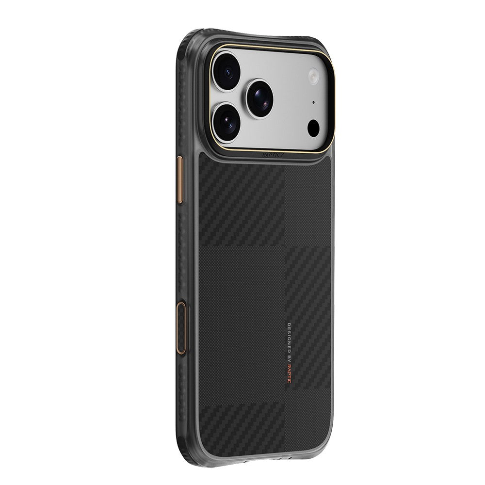 Apple iPhone 18 Pro Kılıf M-safe Şarj Özellikli Metal Kamera Çerçeveli Raptic Aramid Dual Karbon Fiber Mondrian Serisi Kapak
