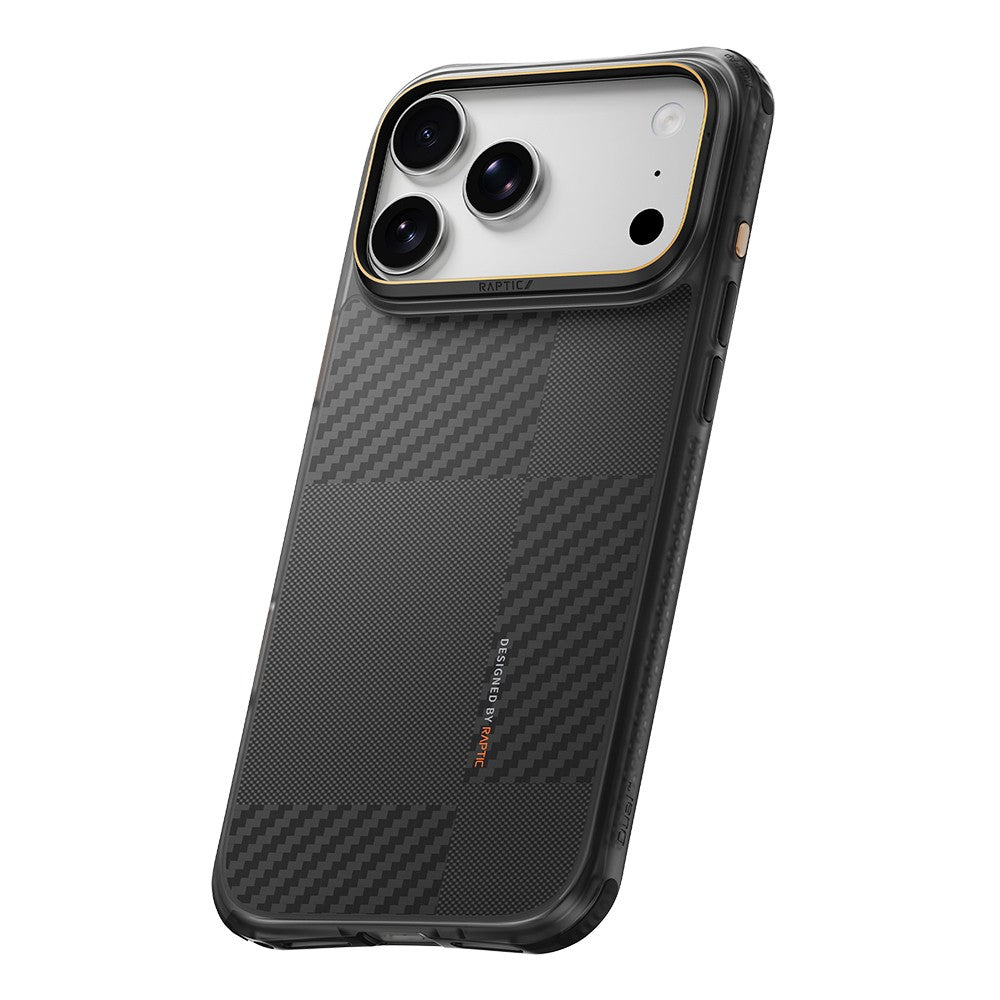 Apple iPhone 18 Pro Kılıf M-safe Şarj Özellikli Metal Kamera Çerçeveli Raptic Aramid Dual Karbon Fiber Mondrian Serisi Kapak