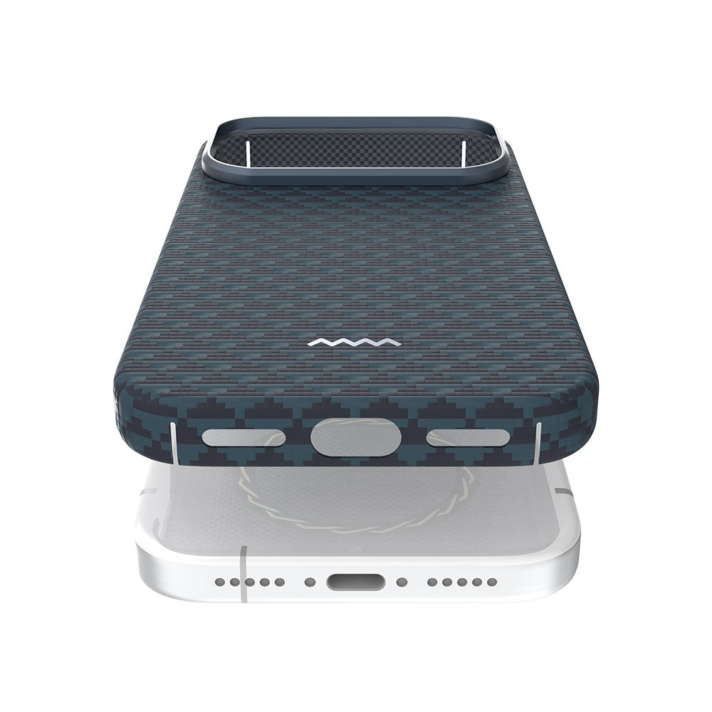 Apple iPhone 18 Pro Kılıf M-safe Şarj Özellikli Raptic Aramid Skin Origin Serisi Karbon Kapak