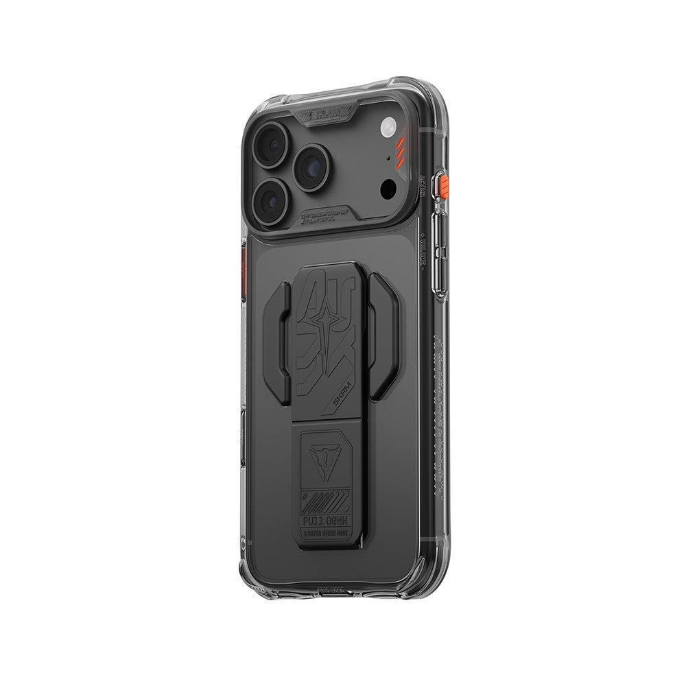 Apple iPhone 18 Pro Kılıf M-safe Şarj Özellikli Teknoloji Desenli Skinarma Helio CE Mag Charge Standlı Kapak