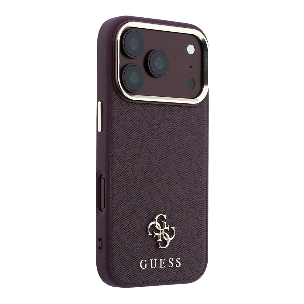 Apple iPhone 18 Pro Max Kılıf Guess Orjinal Lisanslı M-safe Şarj Özellikli Klasik Yazı ve 4G Logolu PU Deri Saffiano Kapak