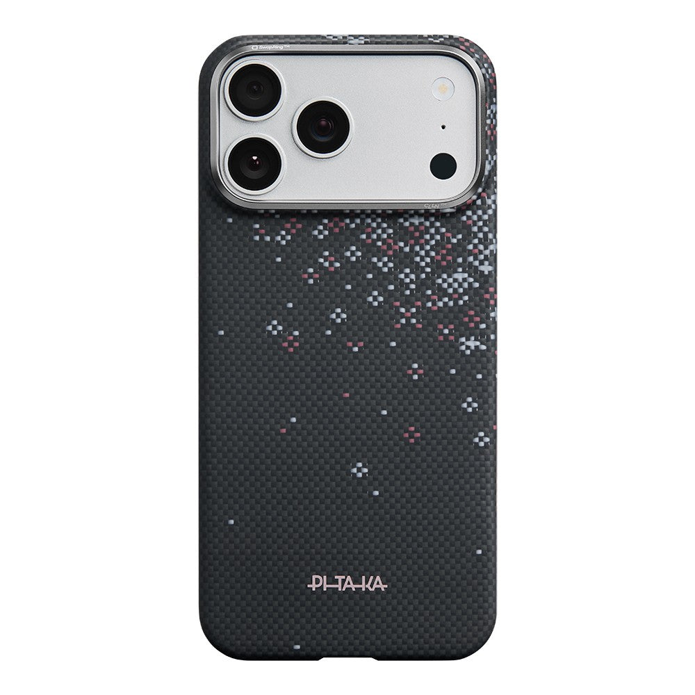 Apple iPhone 18 Pro Max Kılıf M-safe Şarj Özellikli Aramid Karbon Fiber Pitaka Sakura Hours Serisi Kapak