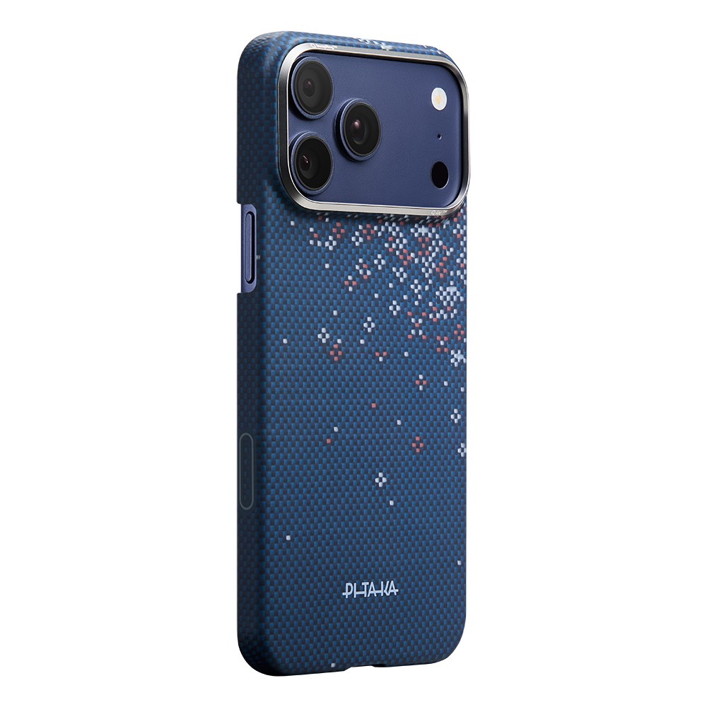 Apple iPhone 18 Pro Max Kılıf M-safe Şarj Özellikli Aramid Karbon Fiber Pitaka Sakura Hours Serisi Kapak