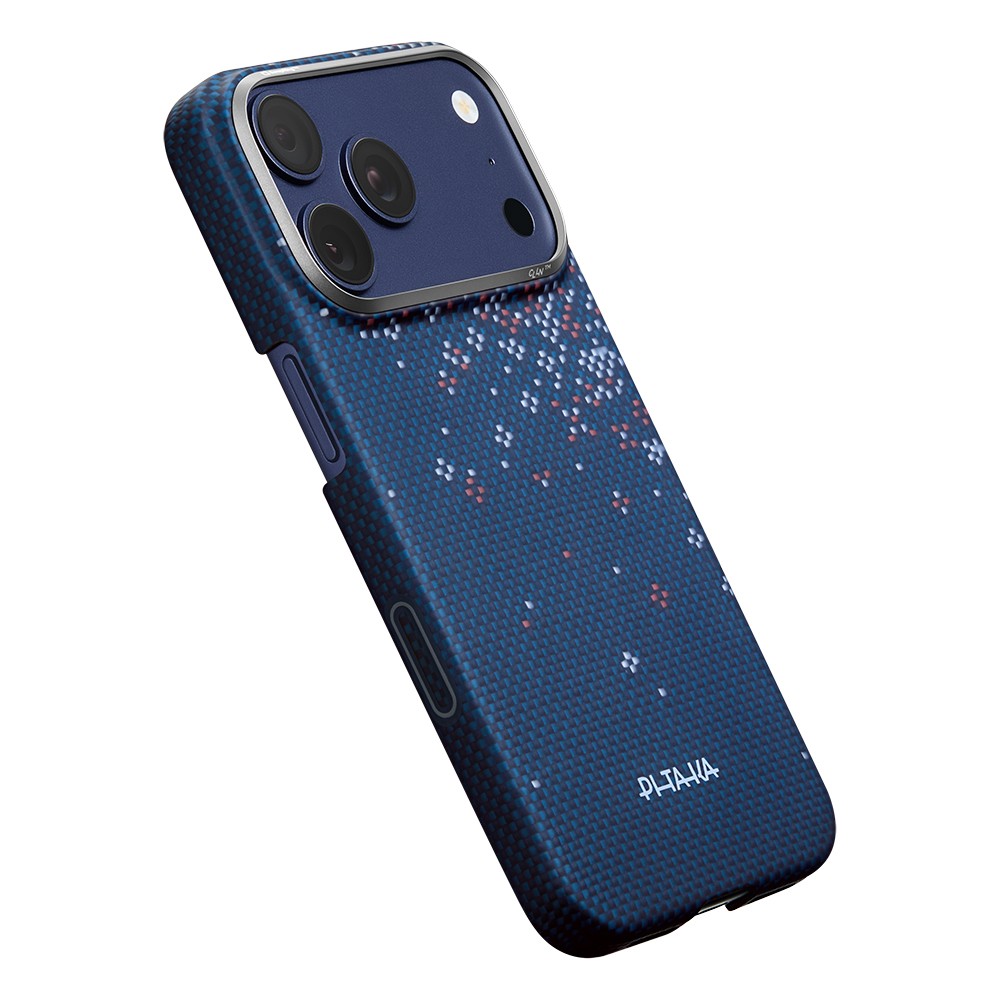 Apple iPhone 18 Pro Max Kılıf M-safe Şarj Özellikli Aramid Karbon Fiber Pitaka Sakura Hours Serisi Kapak