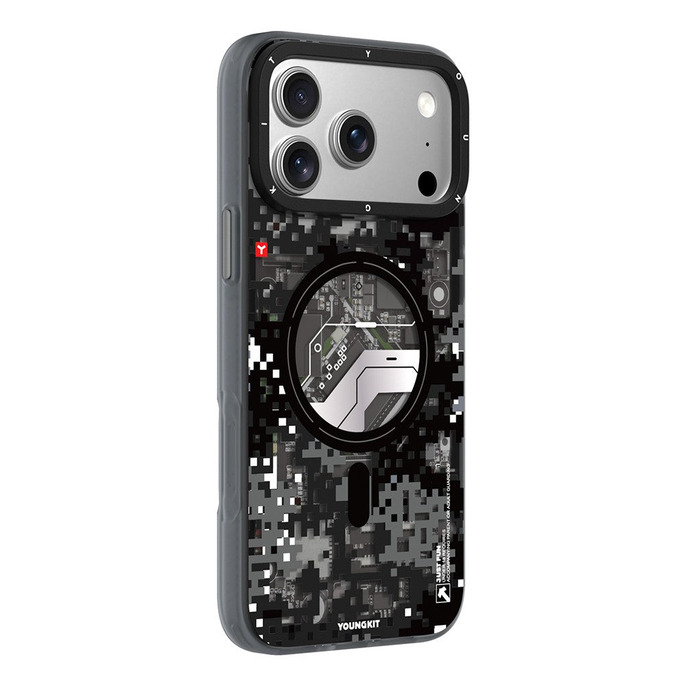 Apple iPhone 18 Pro Max Kılıf M-Safe Şarj Özellikli Youngkit Camouflage Sykell Serisi Kapak