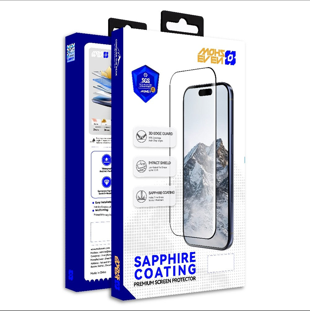 Apple iPhone 18 Pro Max Mohseven M7 HD Sapphire Coating Temperli Cam Ekran Koruyucu + Hizalama Aparatı