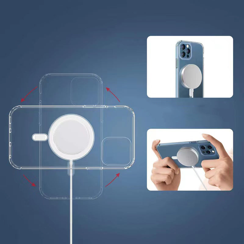 Apple iPhone 8 Kılıf M-safe Şarj Özellikli Şeffaf Sert PC Zore Embos Kapak Renksiz