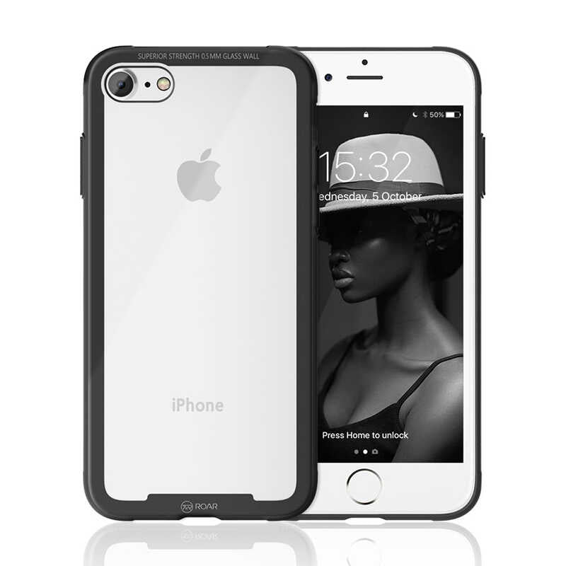 Apple iPhone 8 Kılıf Roar Glassoul Airframe Kapak Siyah