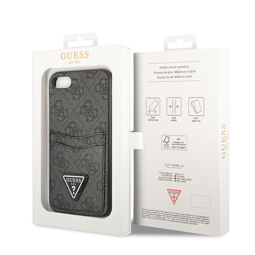 Apple iPhone SE 2022 Kılıf GUESS Çift Kart Bölmeli Kapak Kahverengi