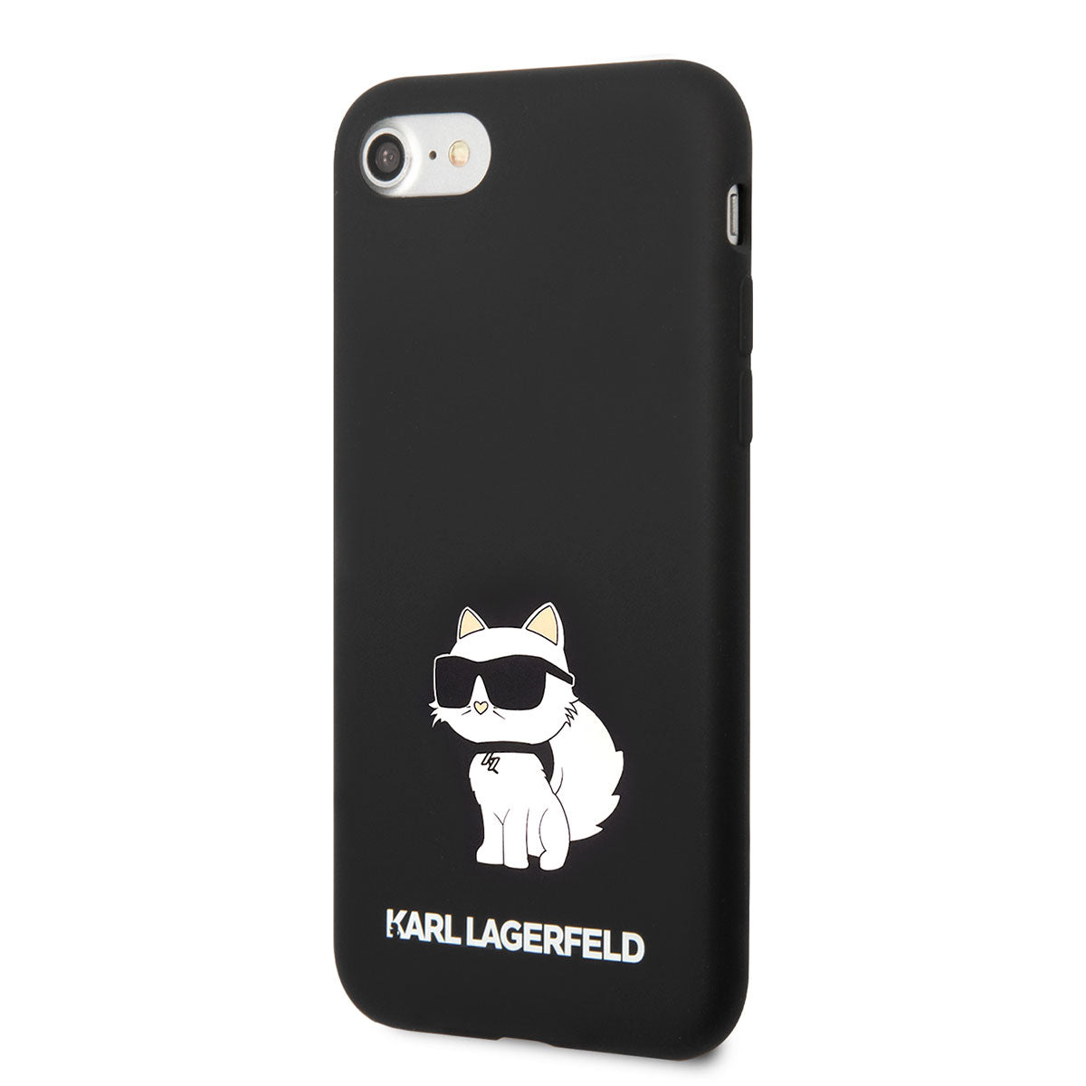 Apple iPhone SE 2022 Kılıf Karl Lagerfeld Silikon Choupette Dizayn Kapak Siyah
