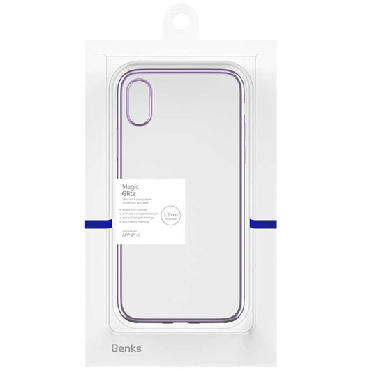 Apple iPhone X Benks Magic Glitz Ultra-Thin Transparent Protective Soft Kapak Mor