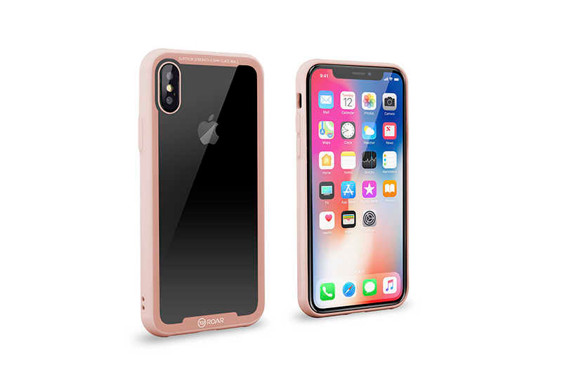 Apple iPhone X Kılıf Roar Glassoul Airframe Kapak Rose Gold
