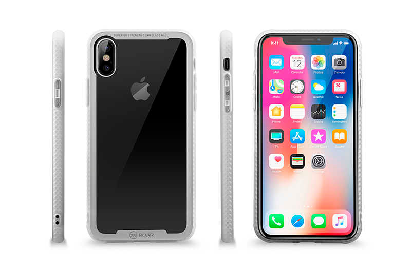 Apple iPhone X Kılıf Roar Glassoul Airframe Kapak Beyaz