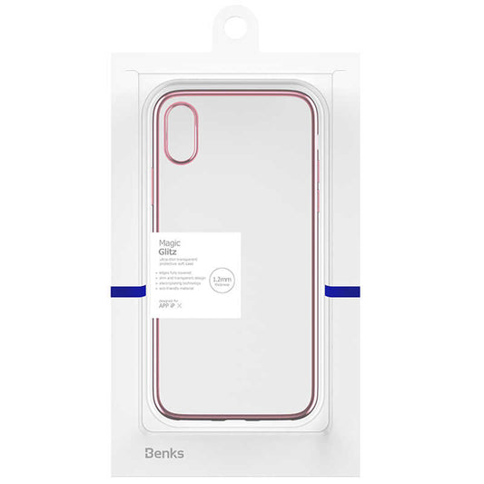 Apple iPhone XS 5.8 Benks Magic Glitz Ultra-Thin Transparent Protective Soft Kapak Rose Gold
